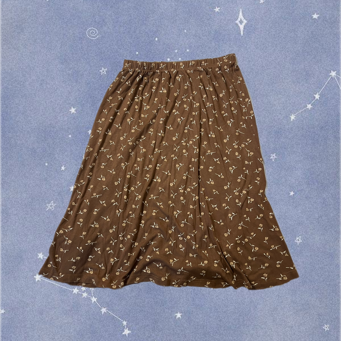 Brown Floral Skirt UK 12-14