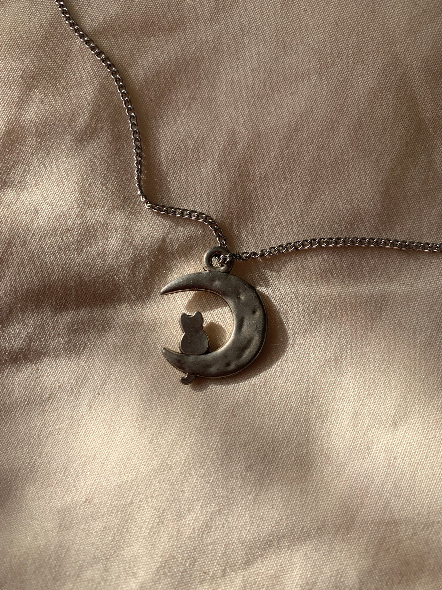 A Cat And Her Moon Pendant Necklace