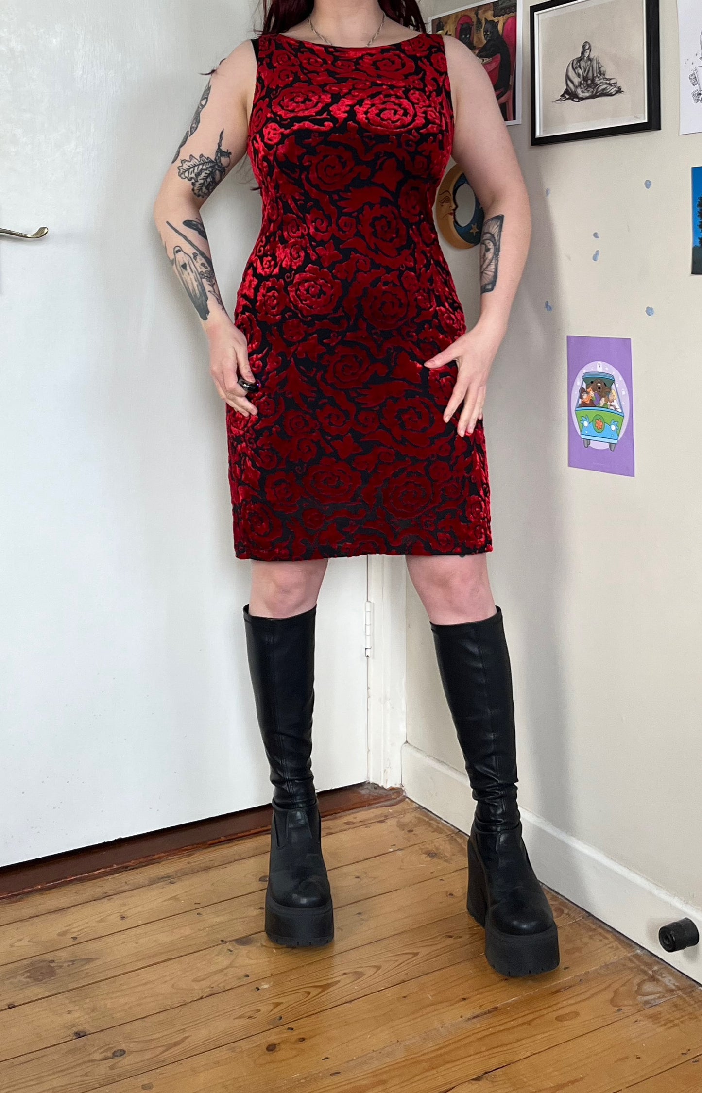 Burnout Velvet Dress UK 10