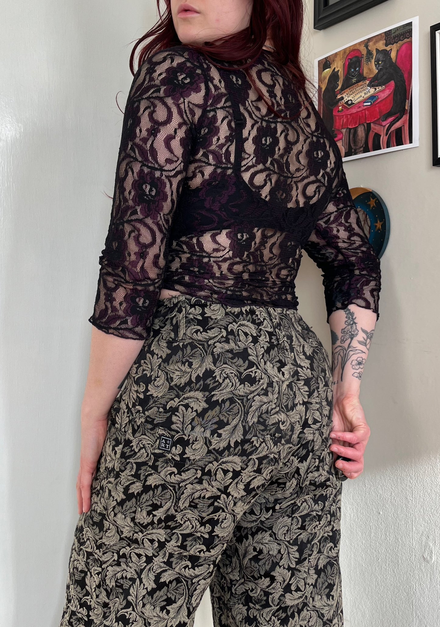 Purple and Black Lace Top UK 8-10