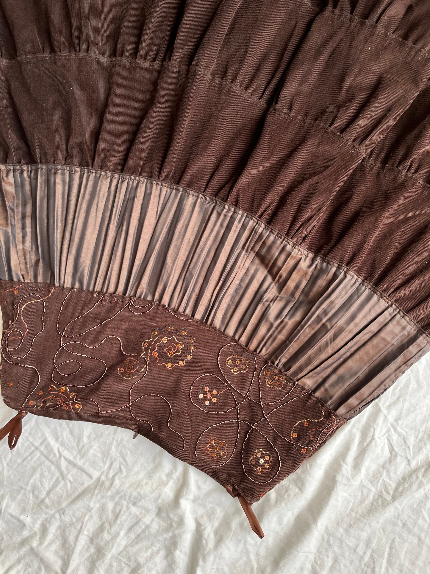 Brown Corduroy Skirt UK 8-10