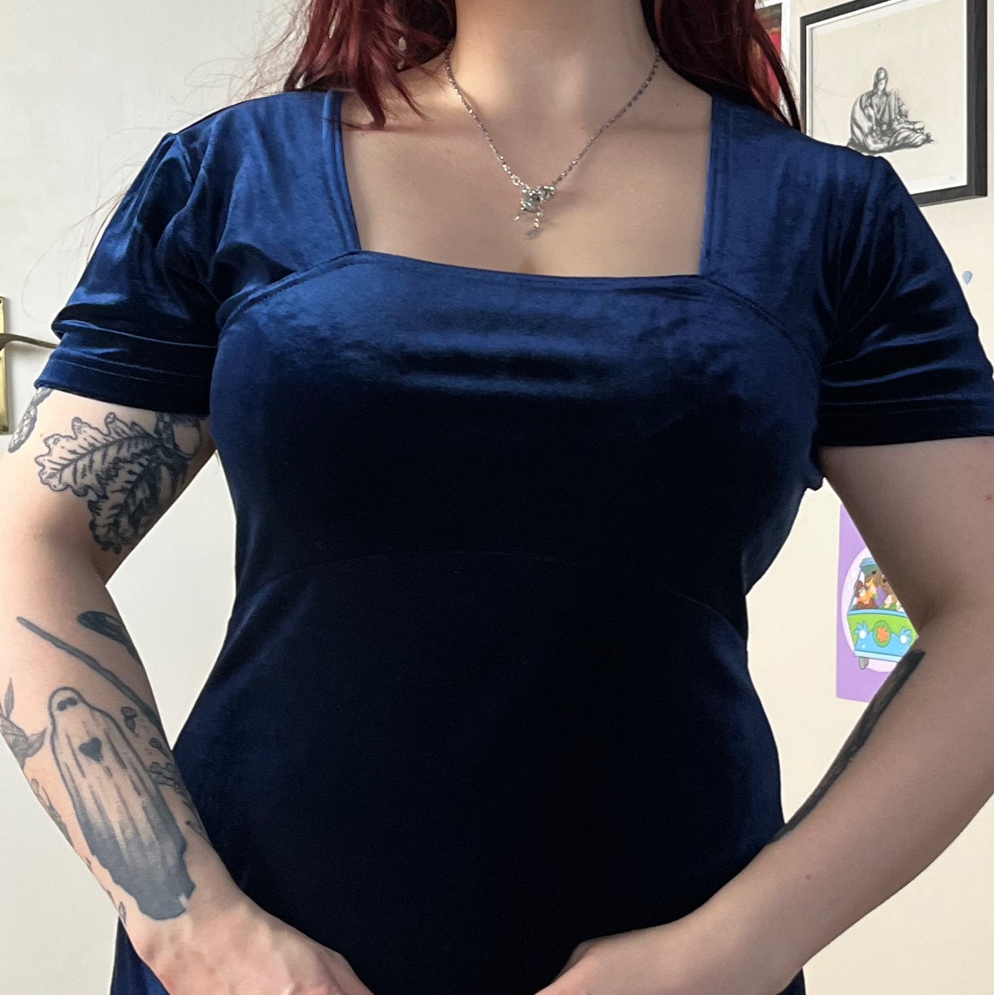 Blue Velvet Dress UK 14
