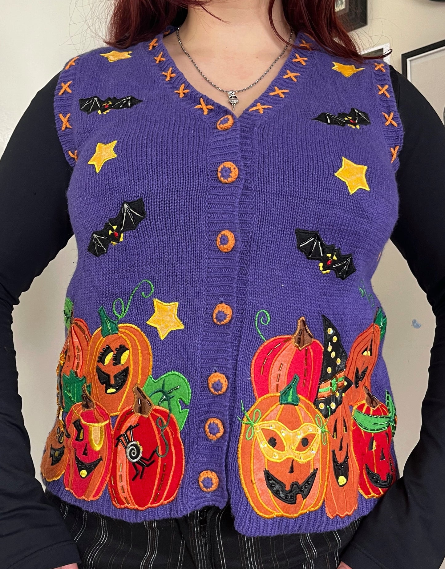 Witchcraft 1990s Halloween Sweater Vest M