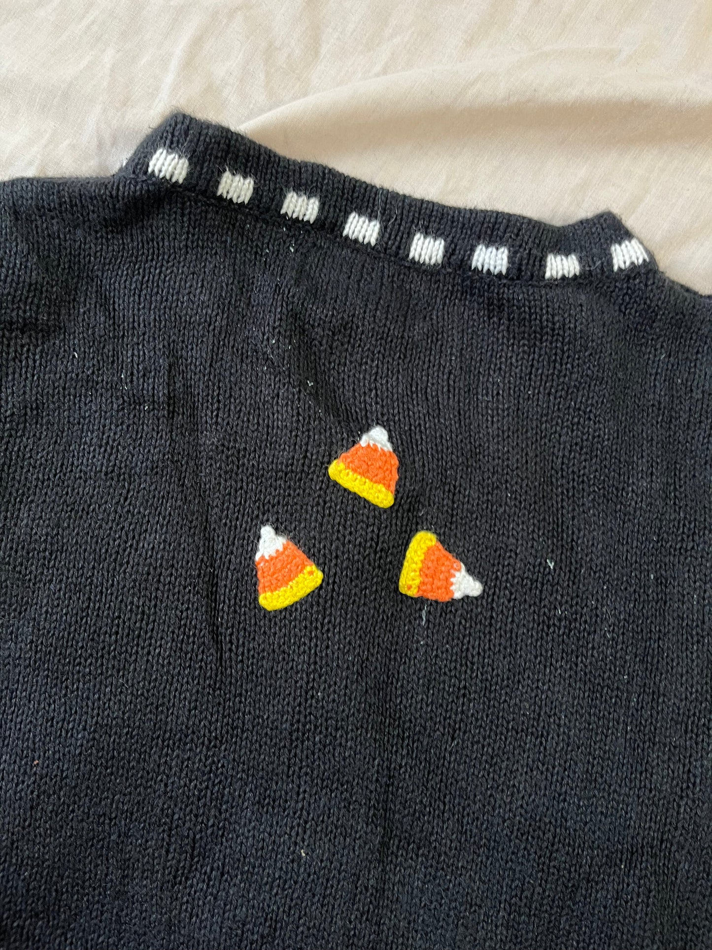 Candy Corn 1990s Halloween Cardigan M/L