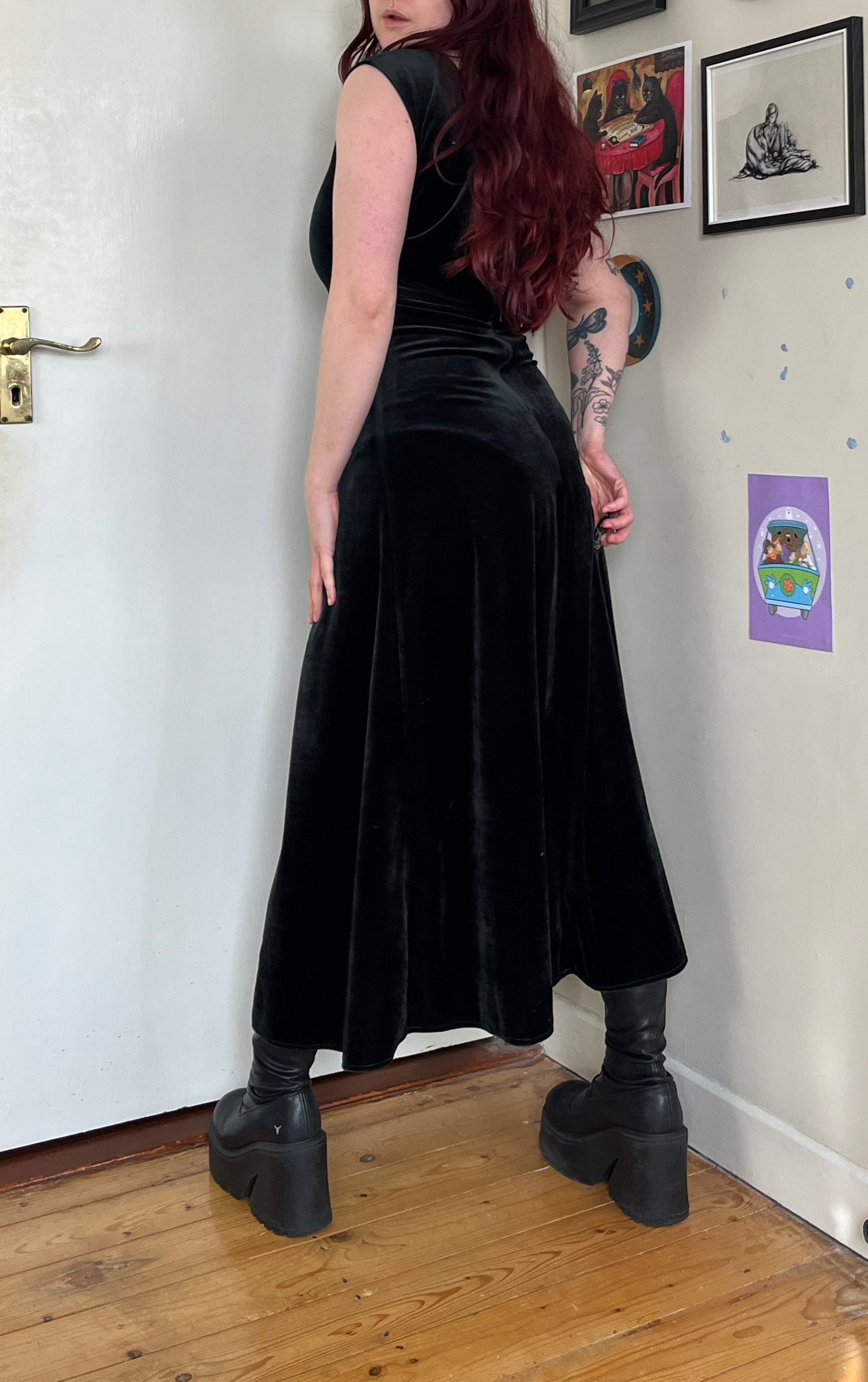 Green Velvet Dress UK 10