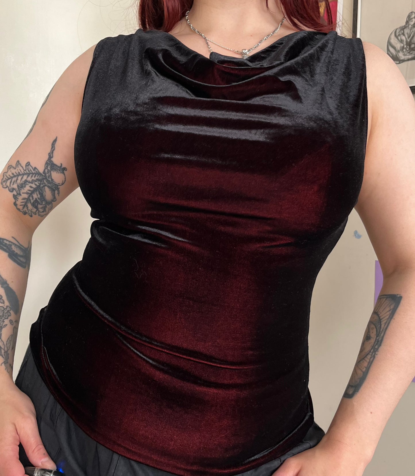 New Look Cowl Neck Velvet Top UK 10