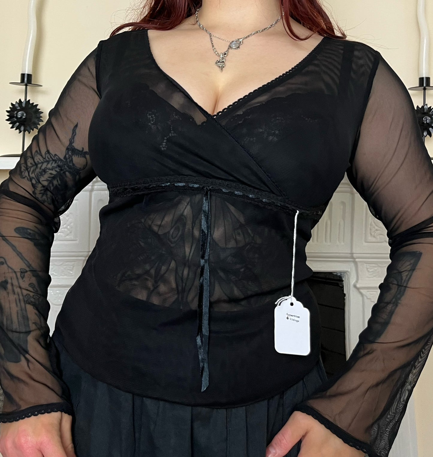 Black Mesh Top UK 10