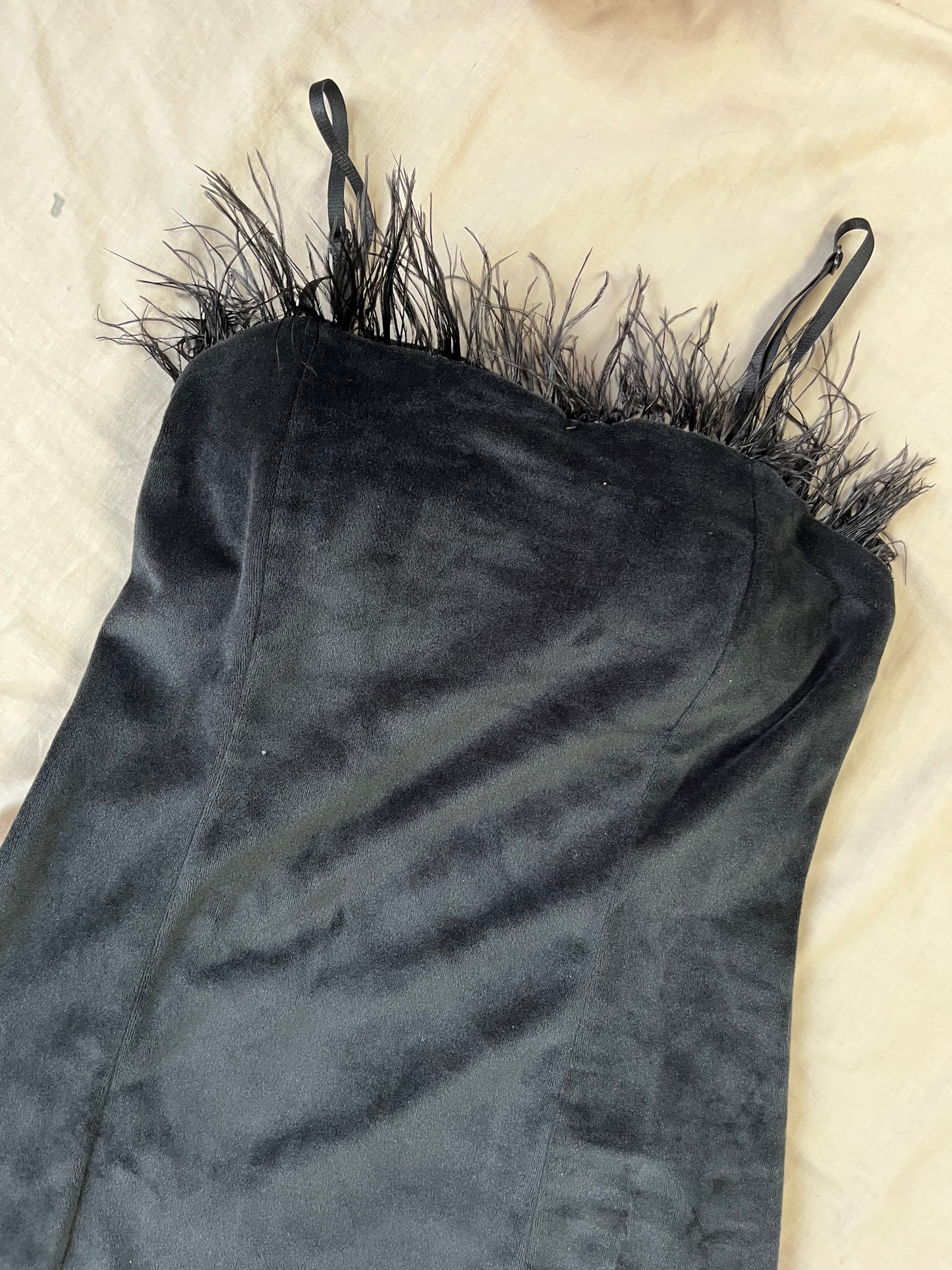 Black Velvet Mini Dress UK 8-10