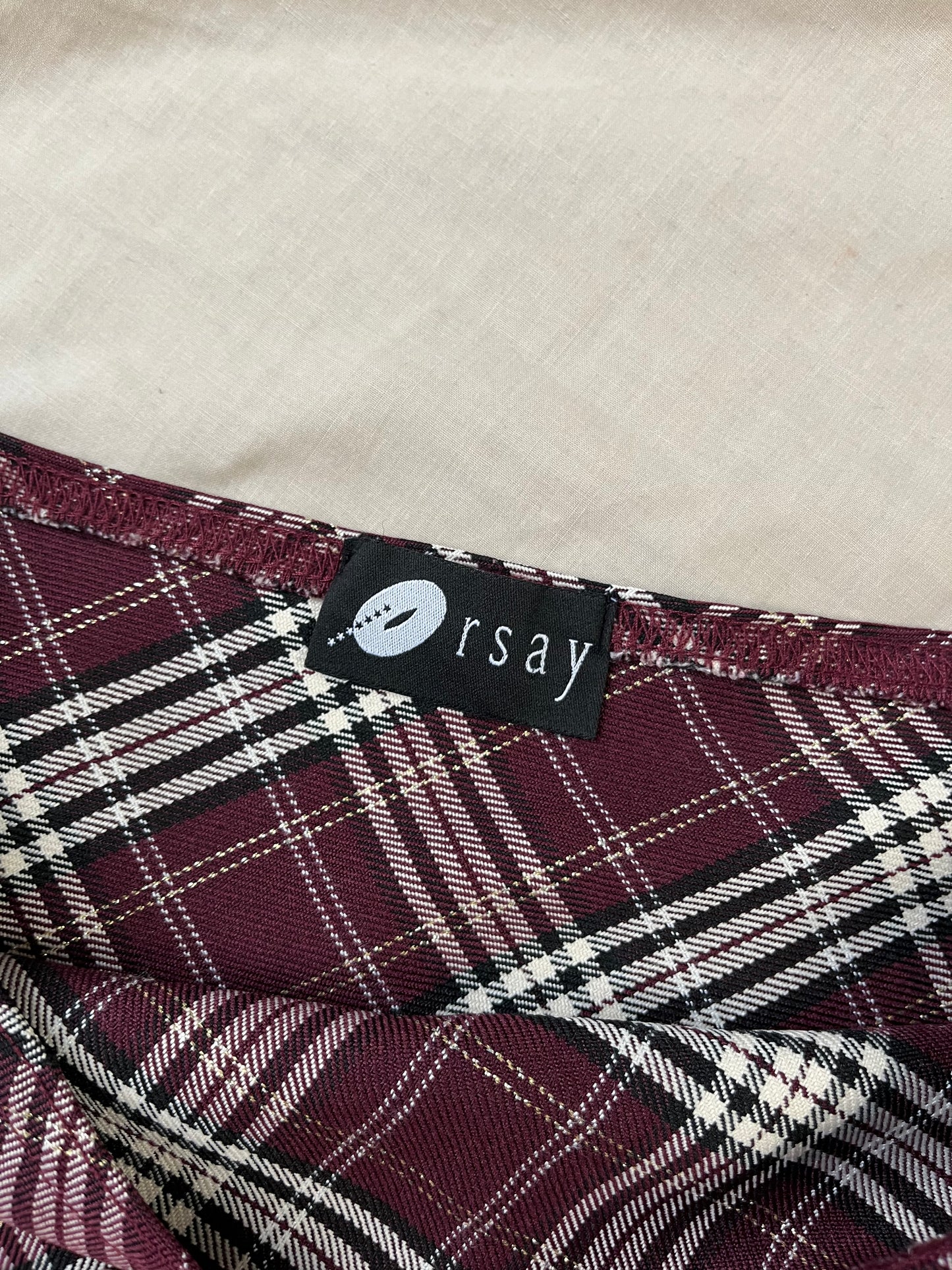 Burgundy Plaid Skirt UK 10