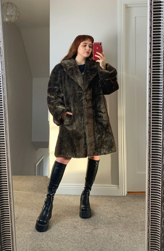 Melody 90s Faux Fur Coat UK 14-18