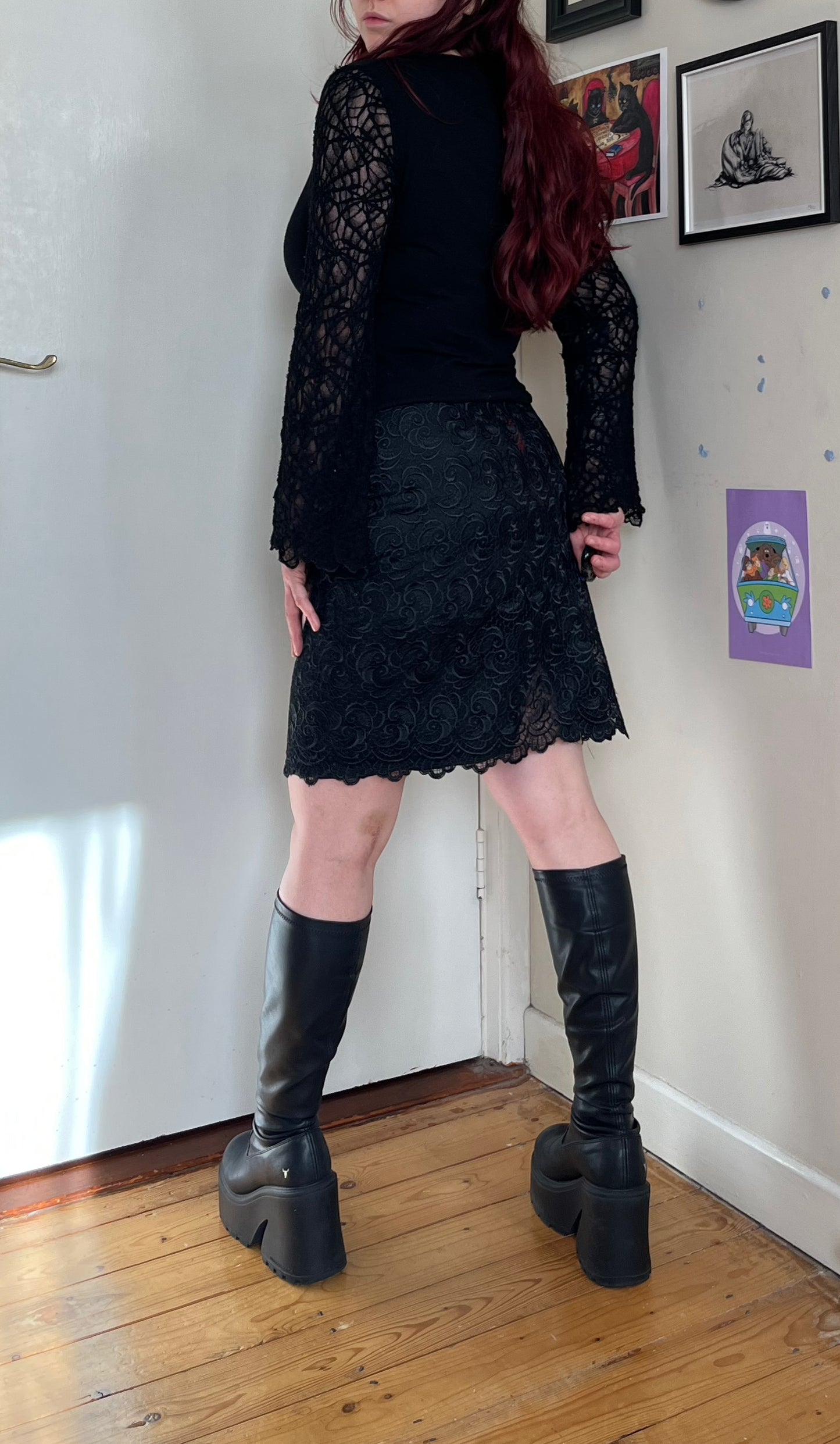 Black Lace Skirt UK 8