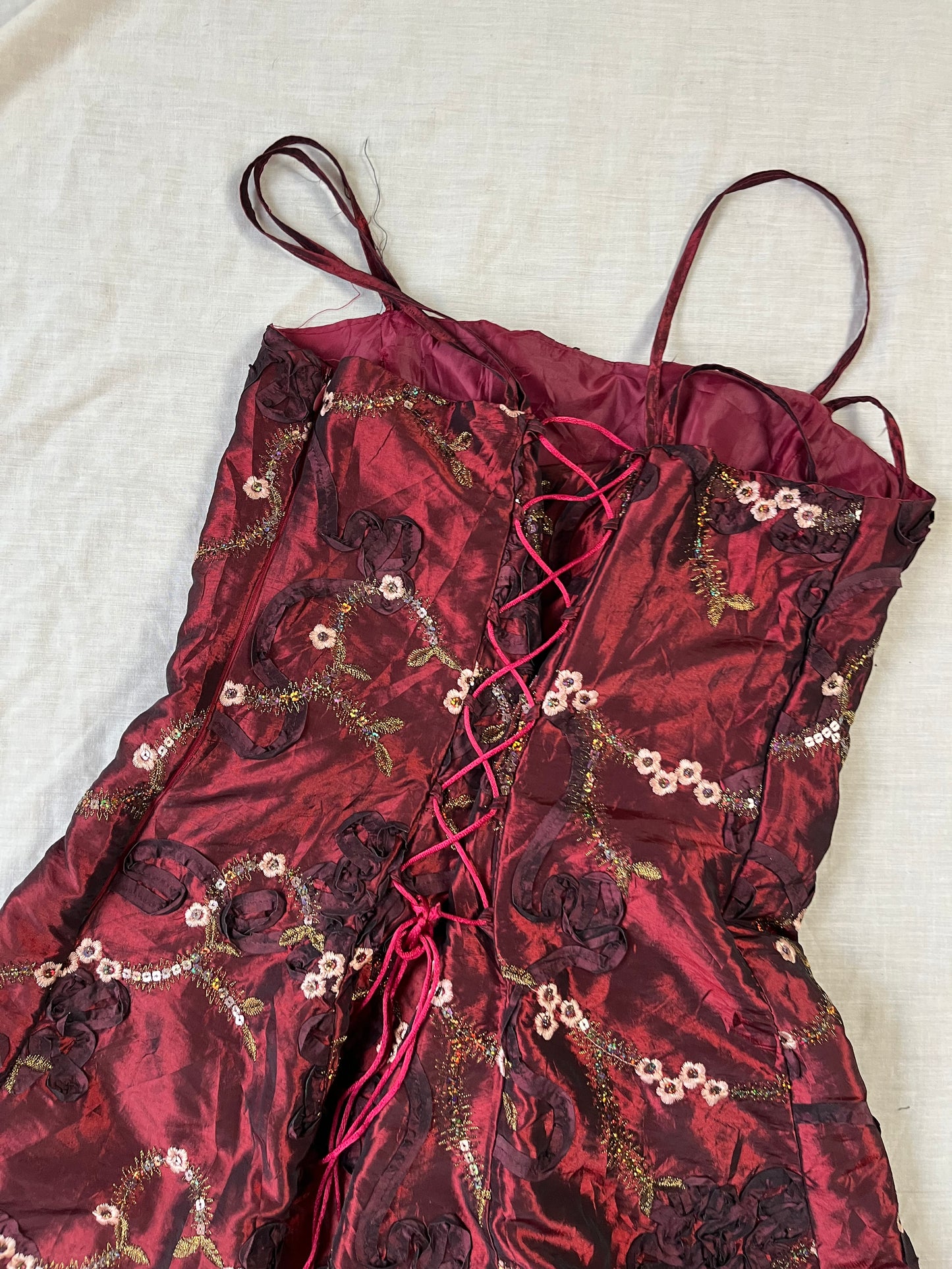 Red Floral Dress UK 8-10