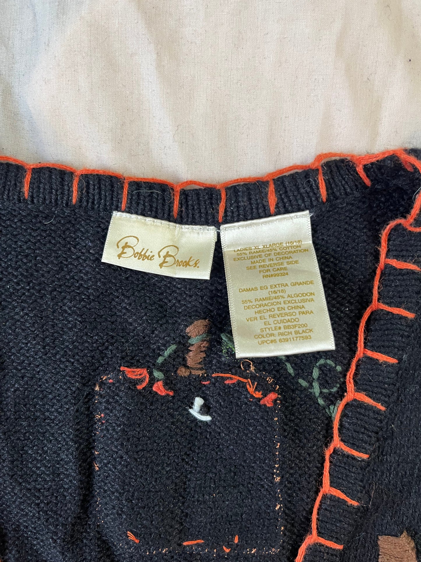 Jack O' Lantern 1990s Halloween Sweater Vest XL