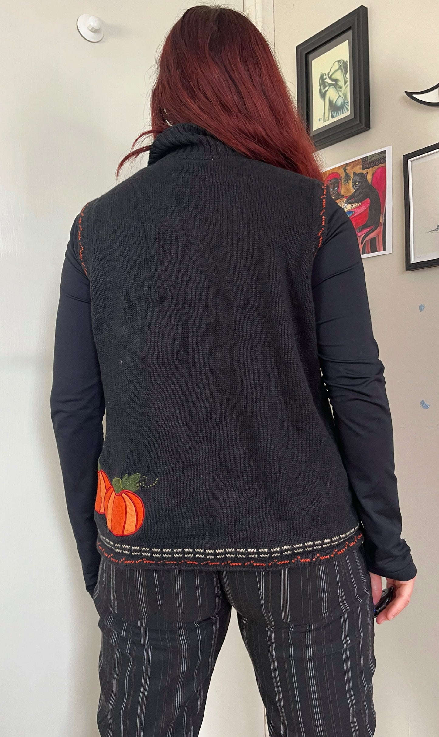 Autumn Breeze 1990s Halloween Sweater Vest L
