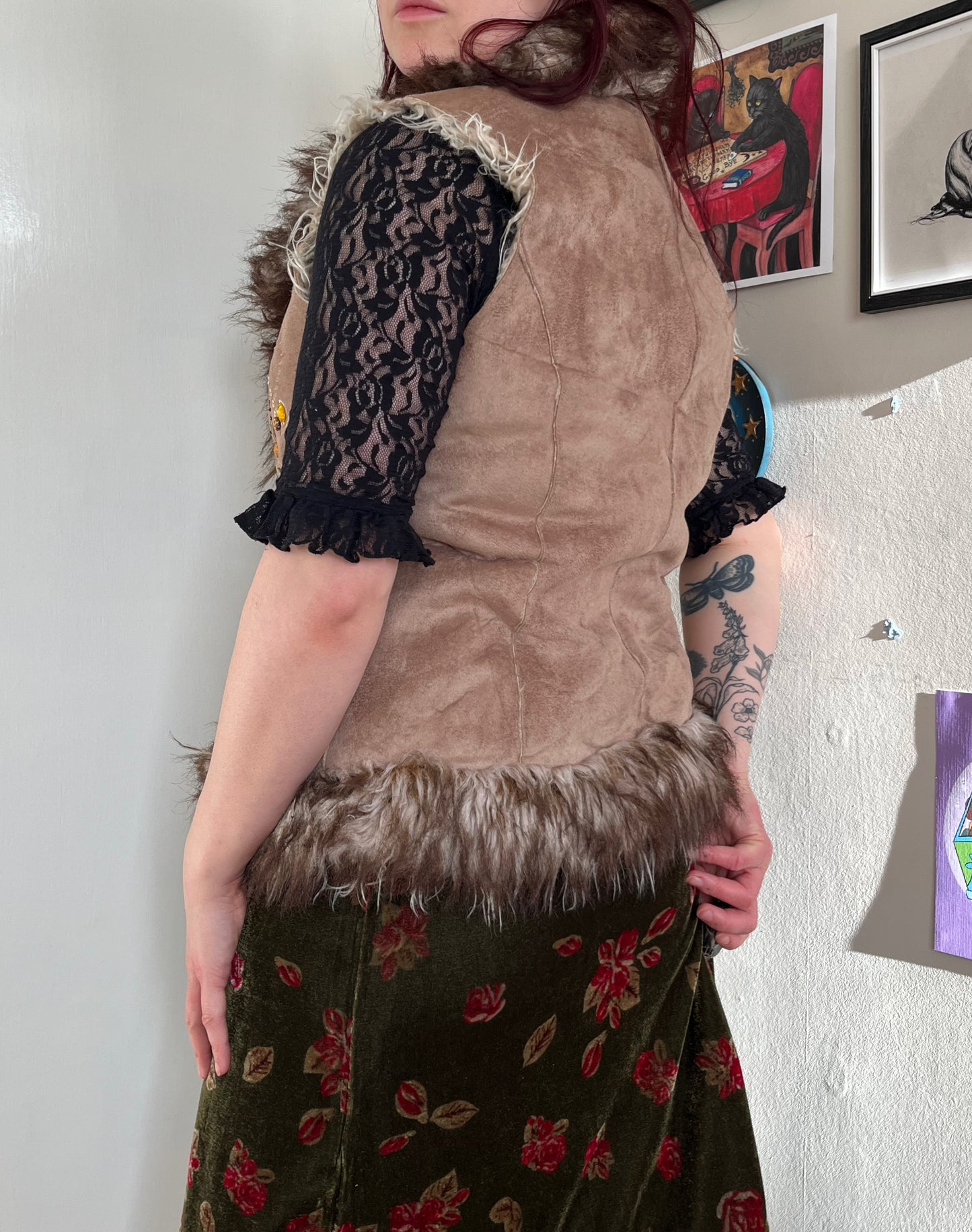 Brown Afghan Body Warmer - UK 12