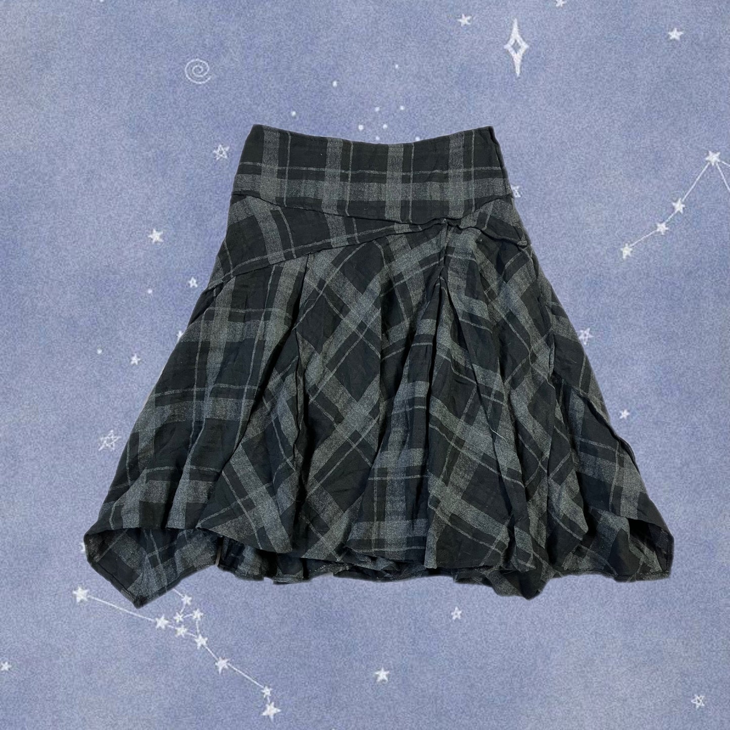 Black/Grey Tartan Midi Skirt UK 12