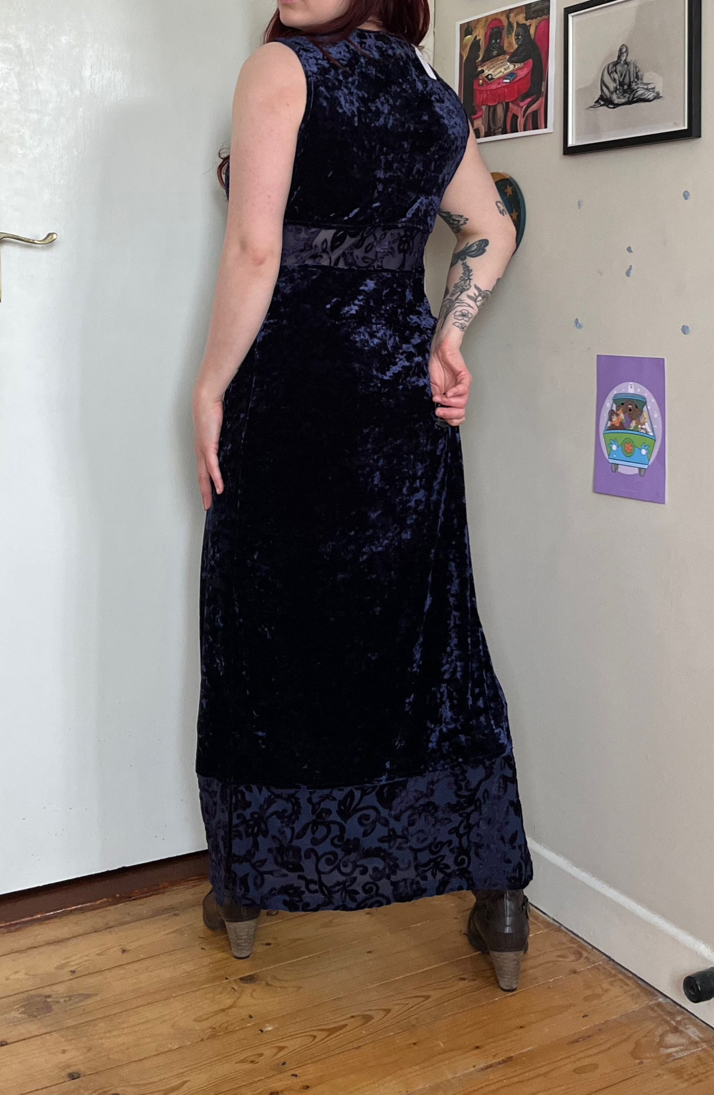 Blue Velvet Dress UK 14-16