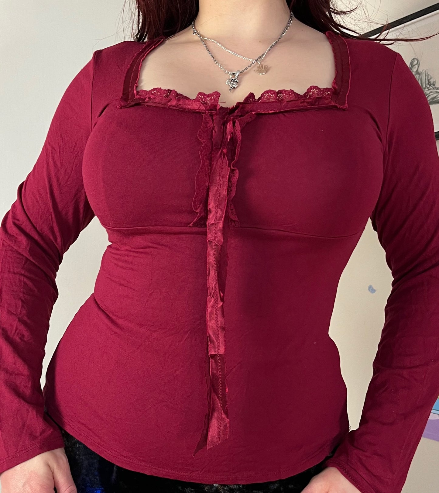 Square Neck Red Top UK 10