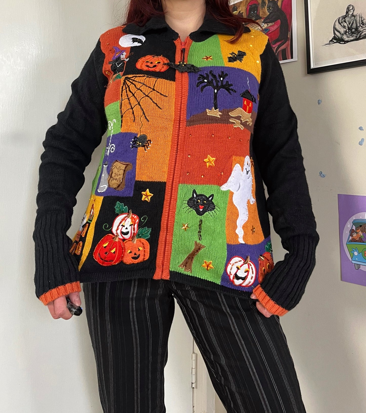 Ghoul Girl 1990s Halloween Cardigan M/L