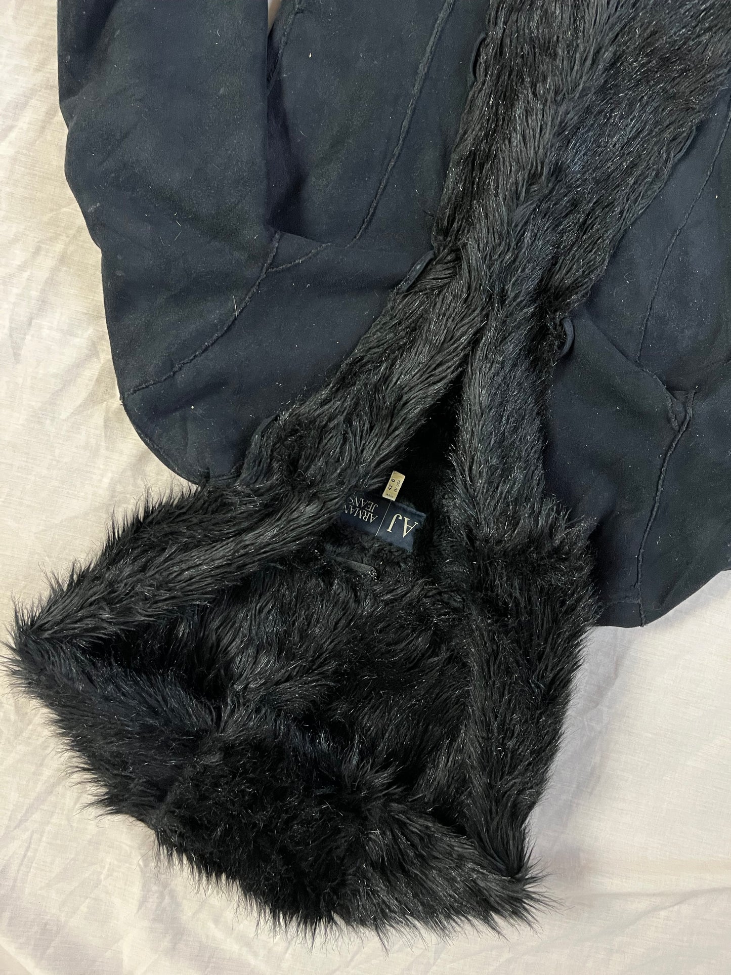 Armani Jeans Black Afghan Coat UK 10