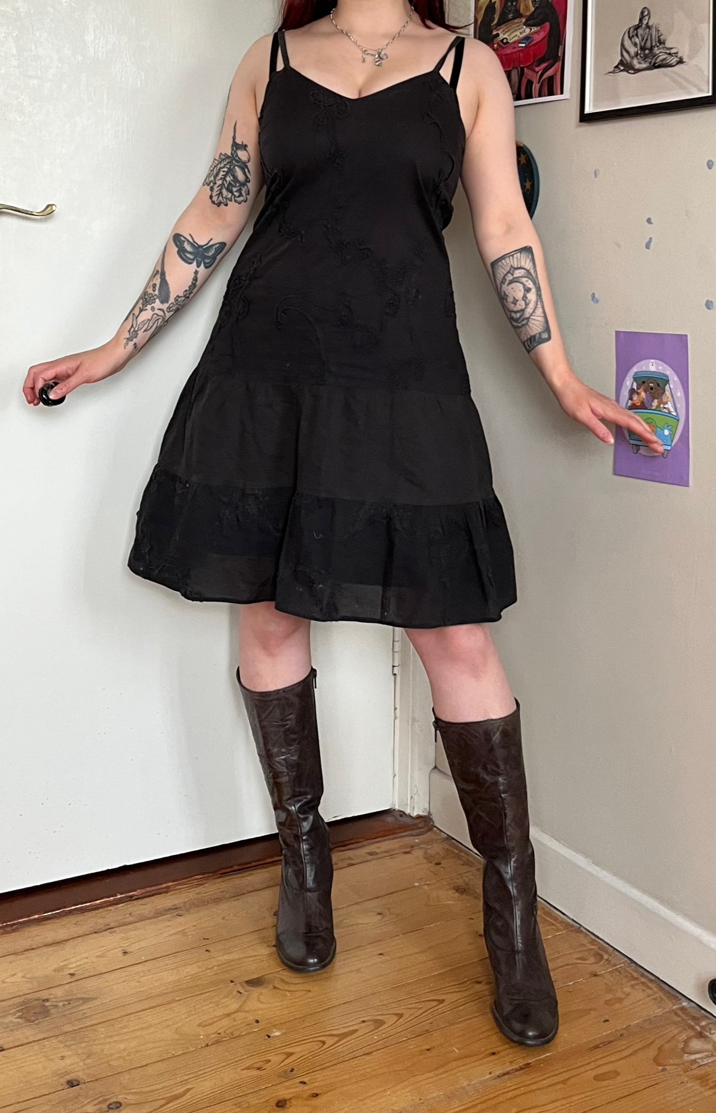 Black Cotton Dress UK 12