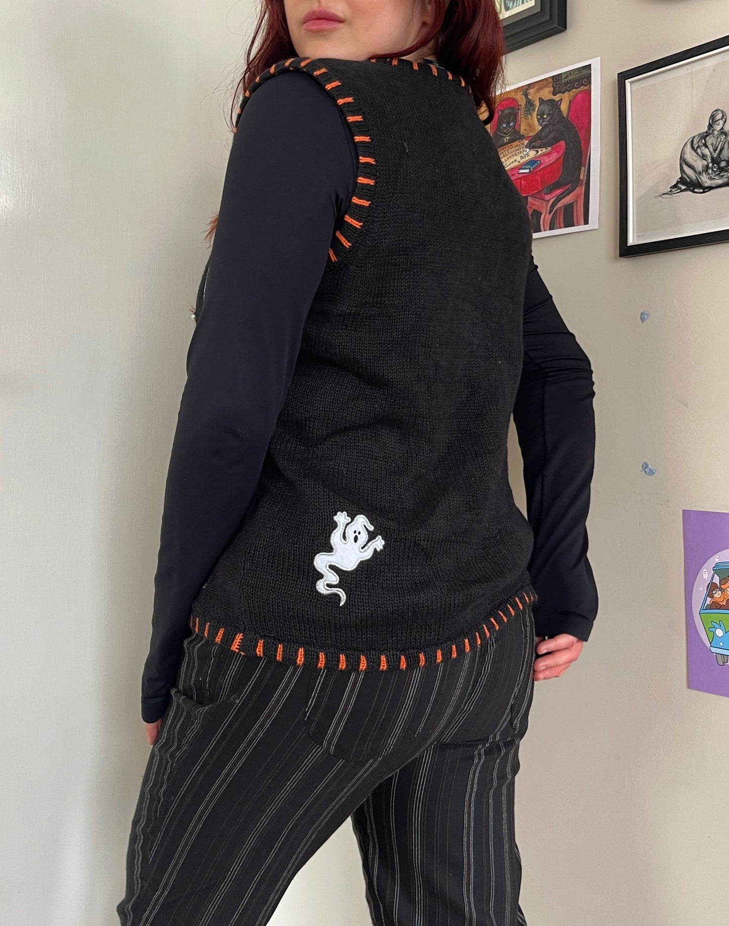 Full Moon 1990s Halloween Sweater Vest M