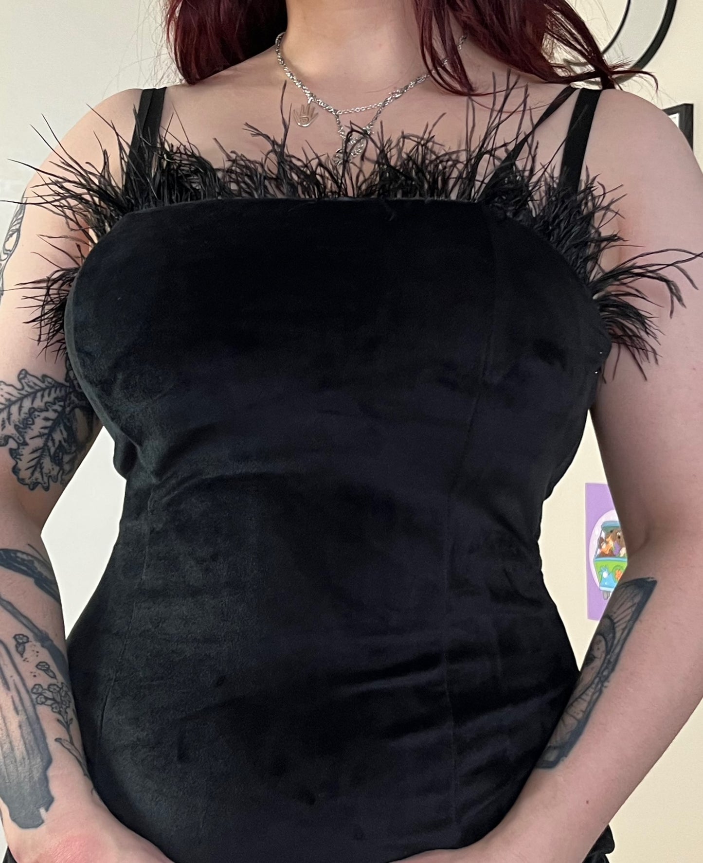 Black Velvet Mini Dress UK 8-10
