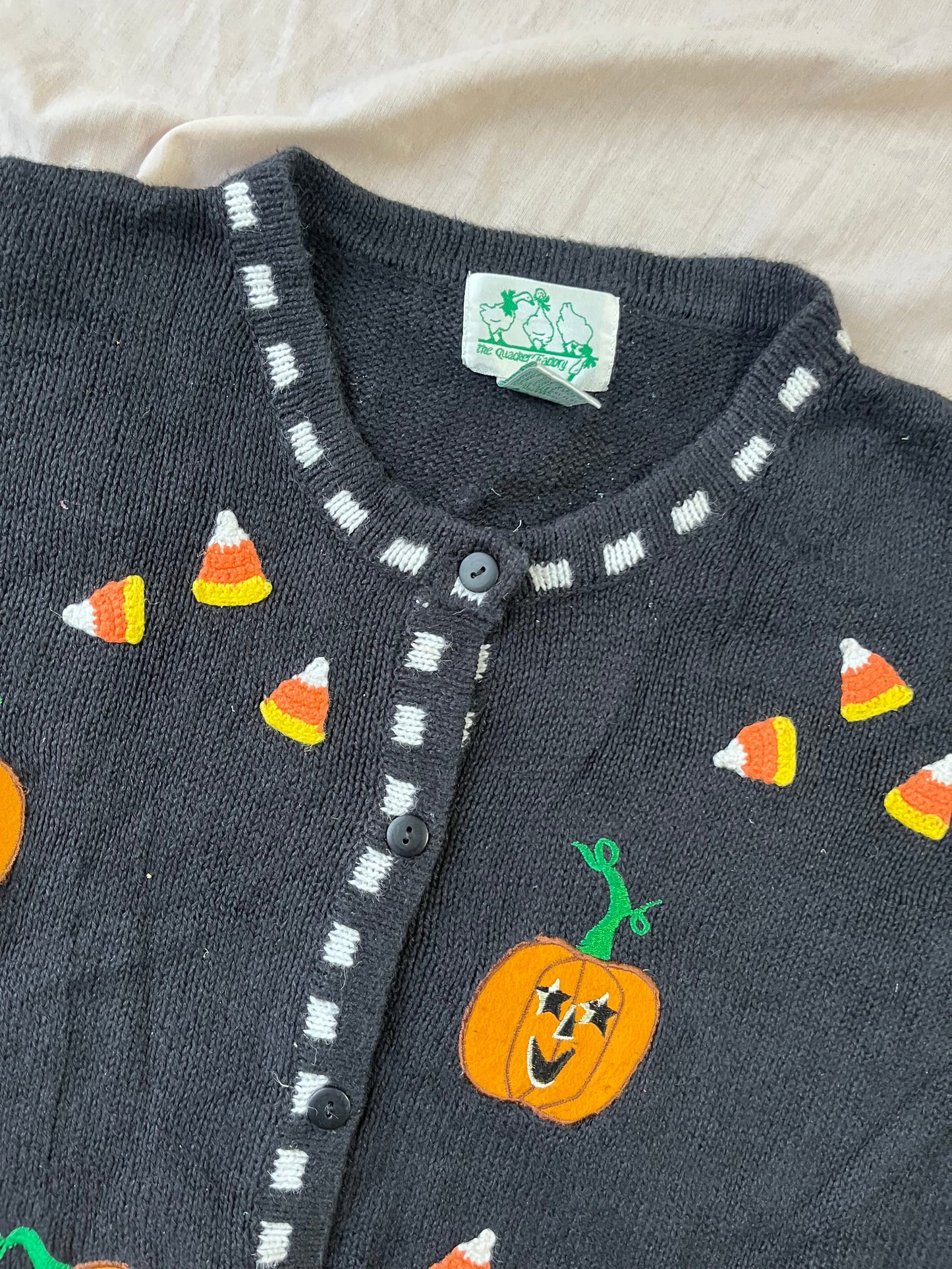 Candy Corn 1990s Halloween Cardigan M/L
