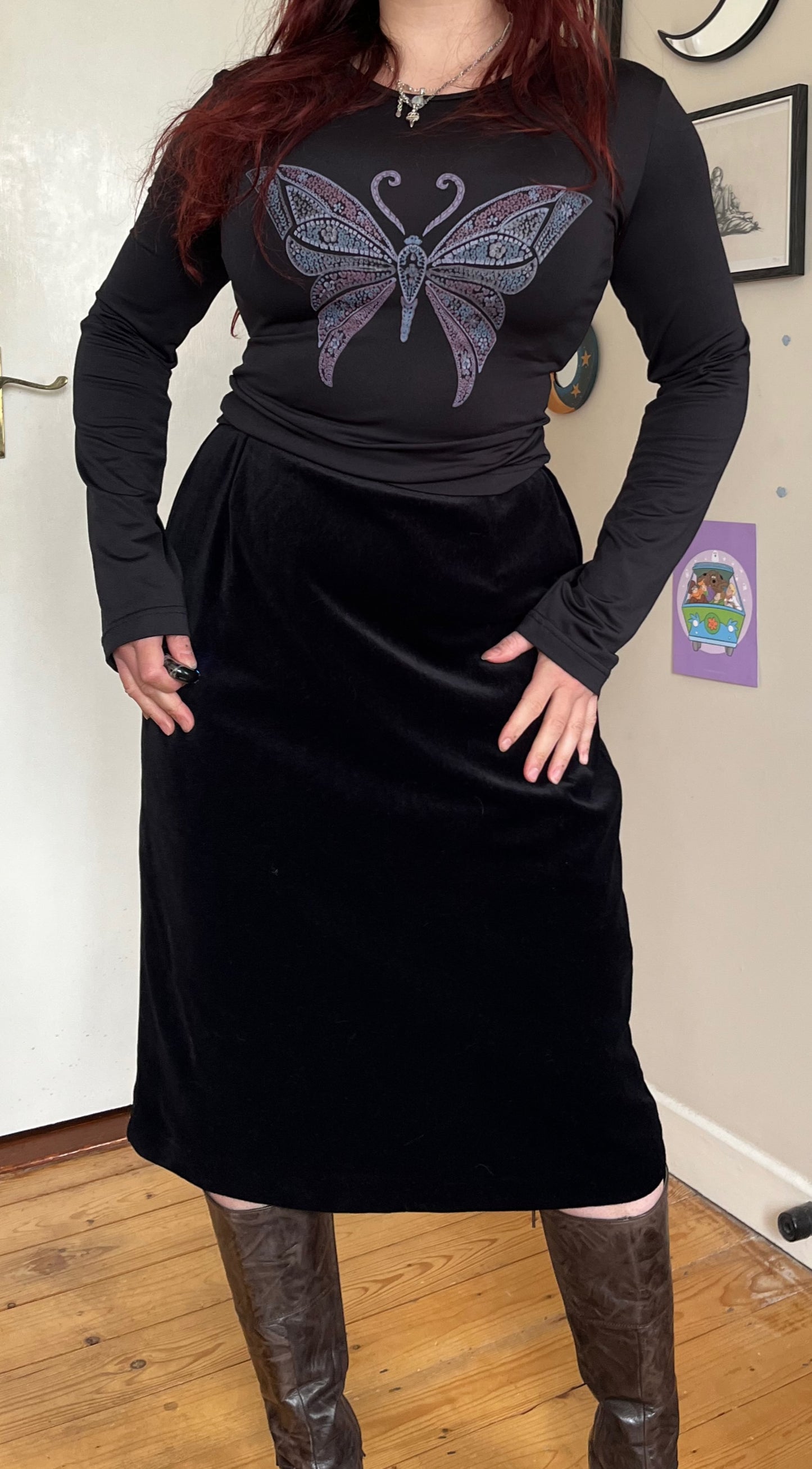 Black Velvet Skirt UK 10-12