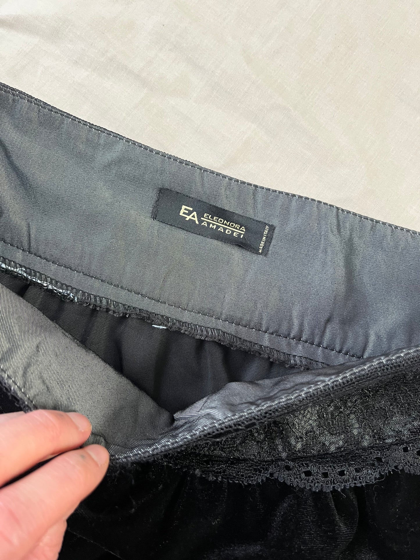 Black Velvet Midi Skirt UK 12