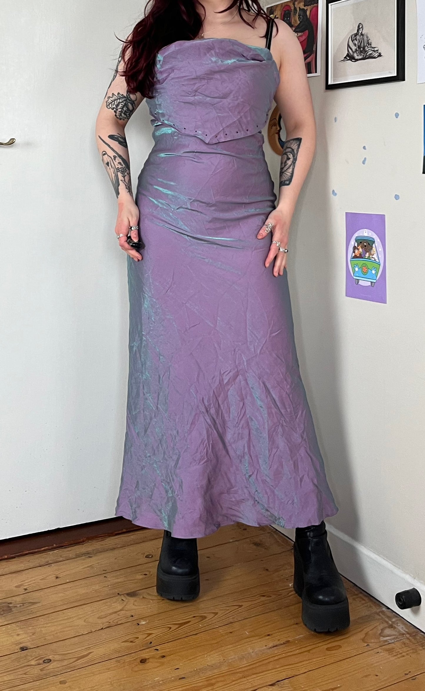 Lilac Satin Evening Dress - UK 10