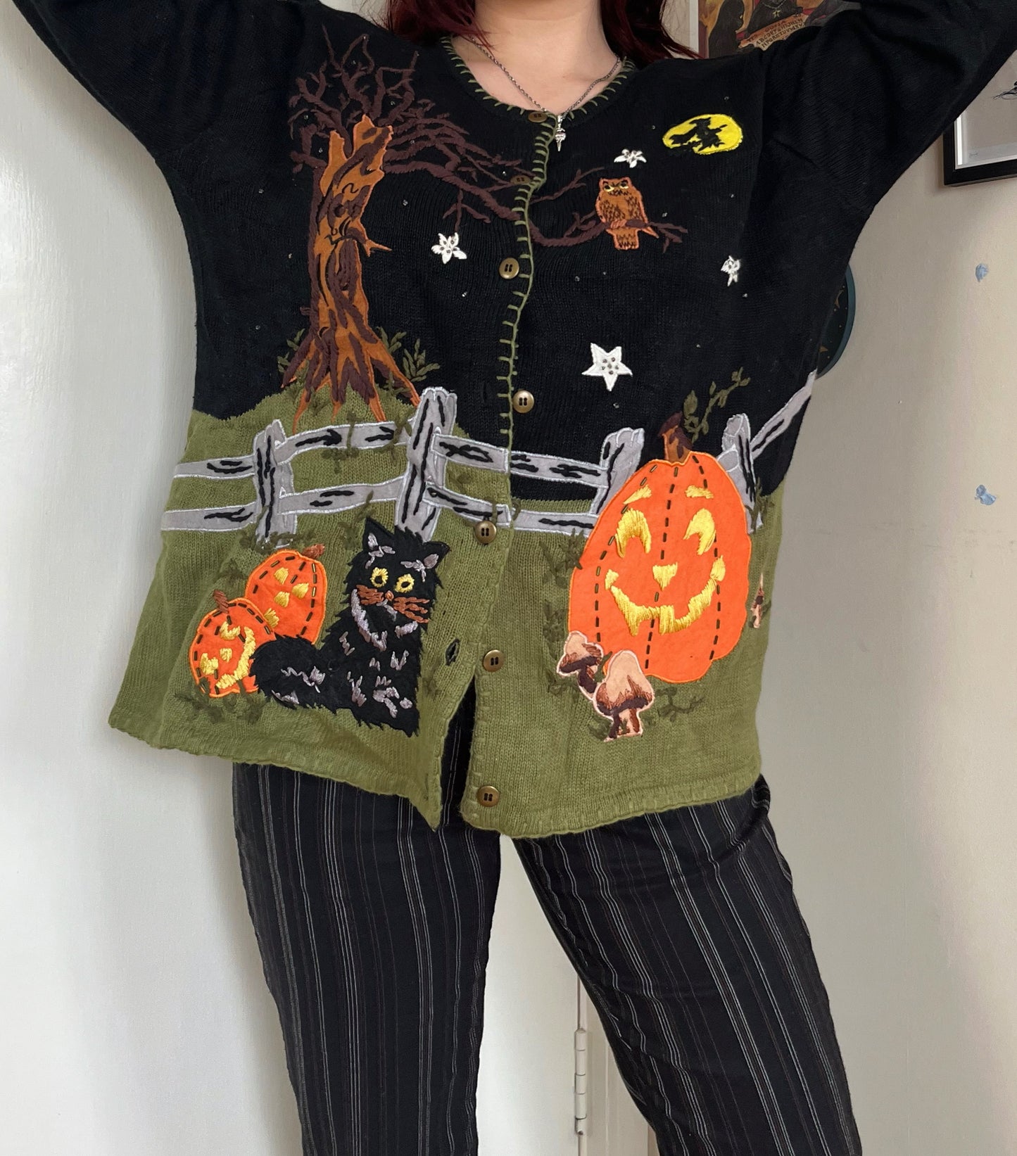 Witching Hour 1990s Halloween Cardigan L/XL