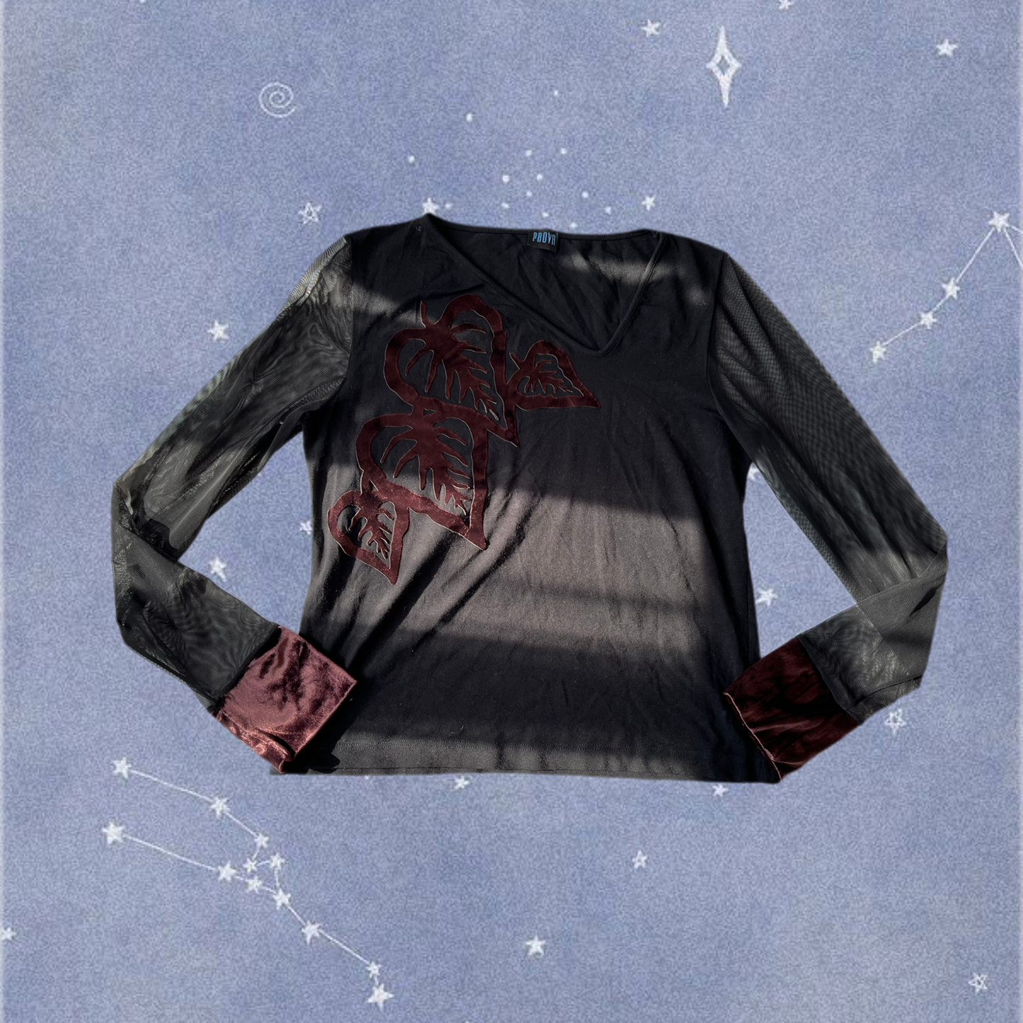 Black Leaf Pattern Top UK 10-12