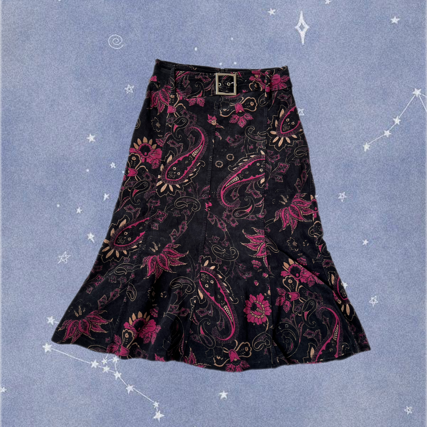 Floral Corduroy Skirt UK 10