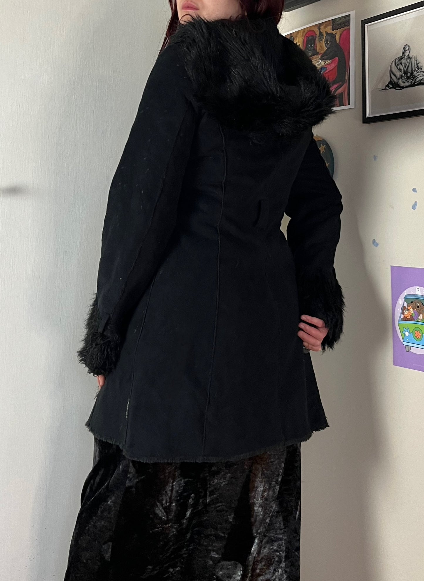 Armani Jeans Black Afghan Coat UK 10