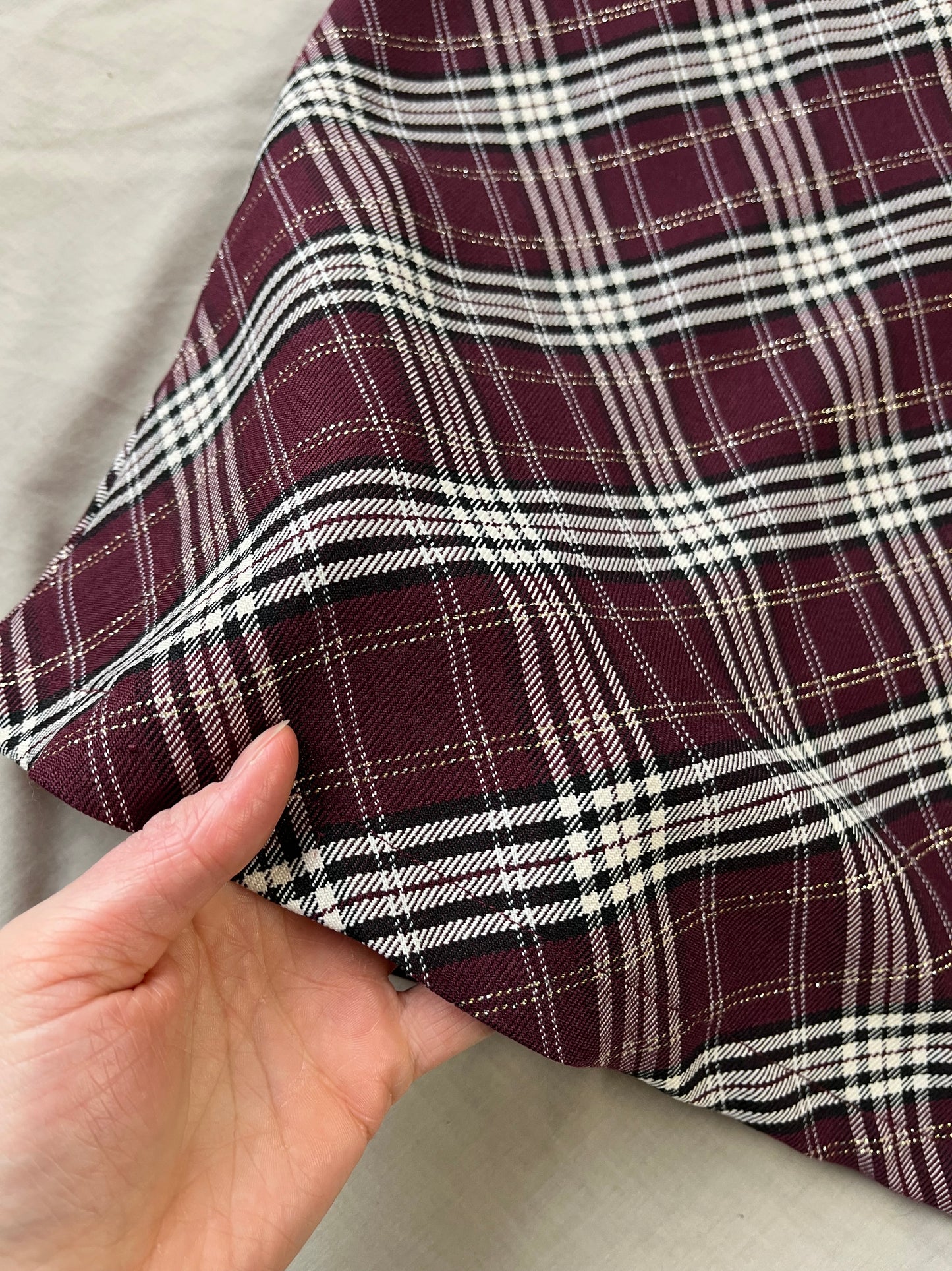 Burgundy Plaid Skirt UK 10