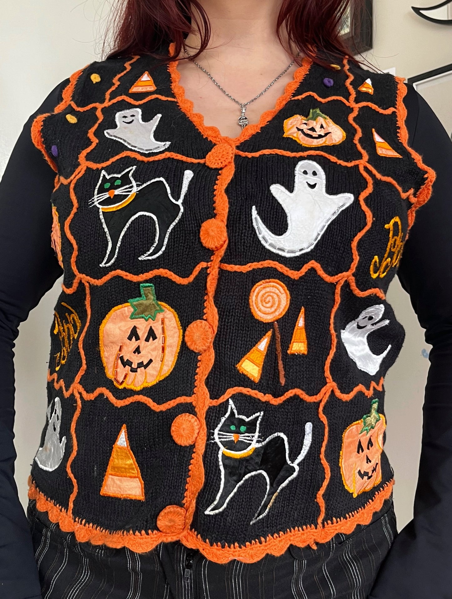 Crypt 1990s Halloween Sweater Vest M
