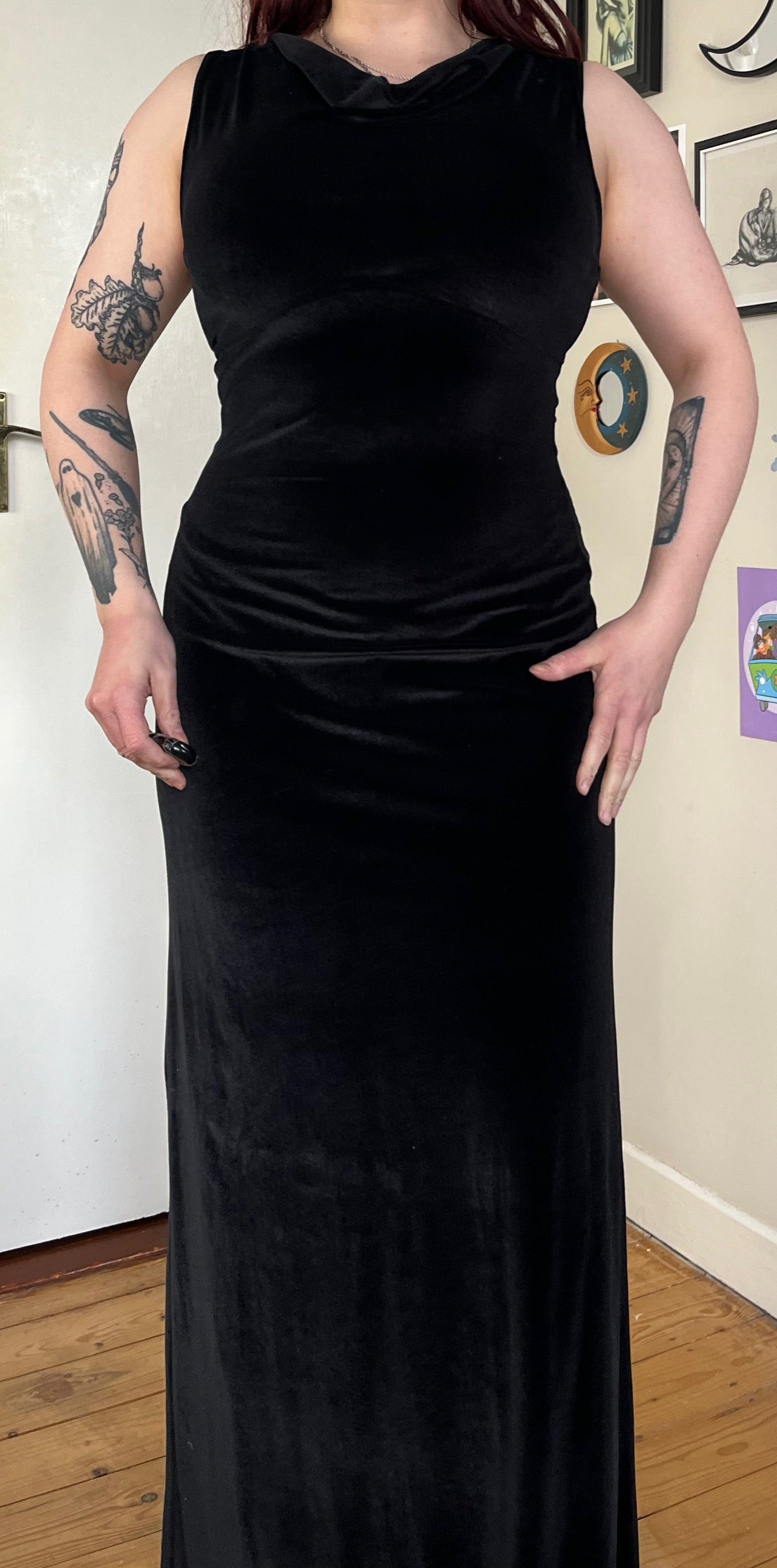 Black Velvet Maxi Dress UK 10-12