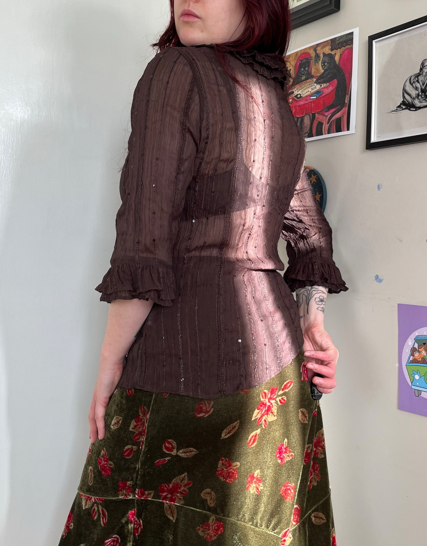 Brown Mesh Top - UK 12