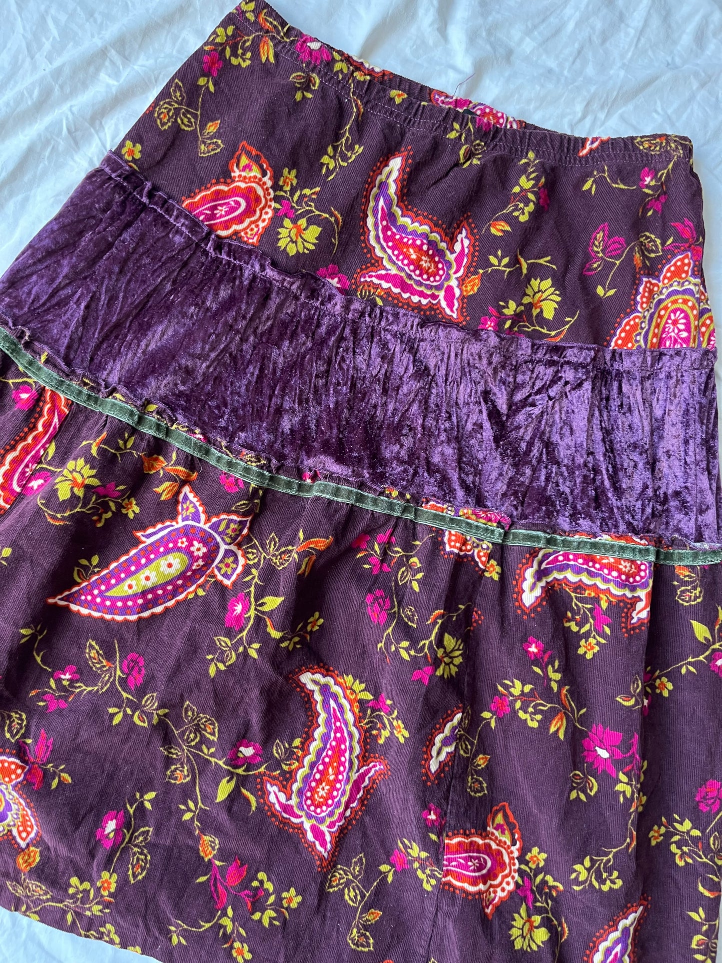 Corduroy And Velvet Midi Skirt UK 10-12