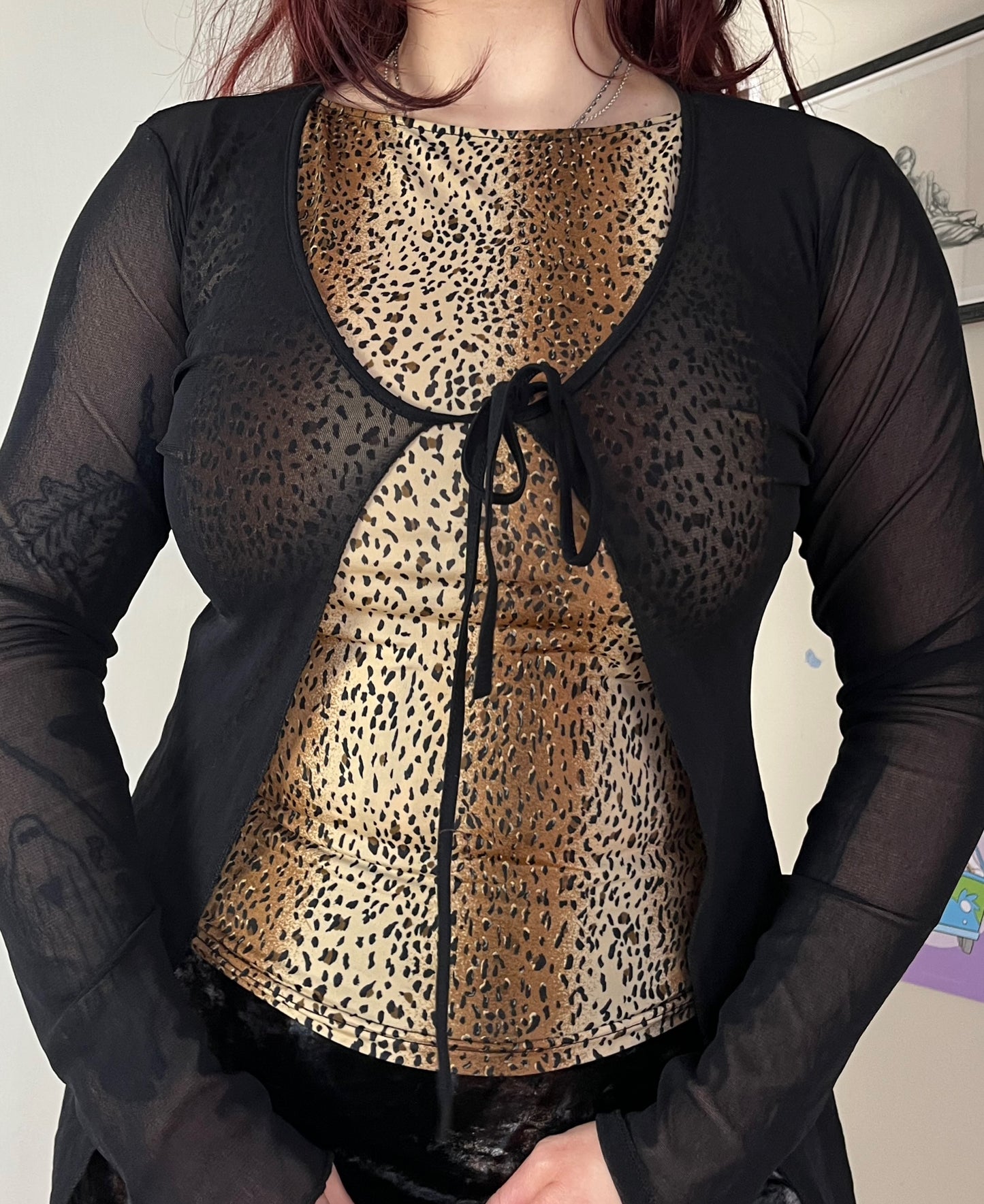 Tie Front Mesh Cardigan UK 6-10