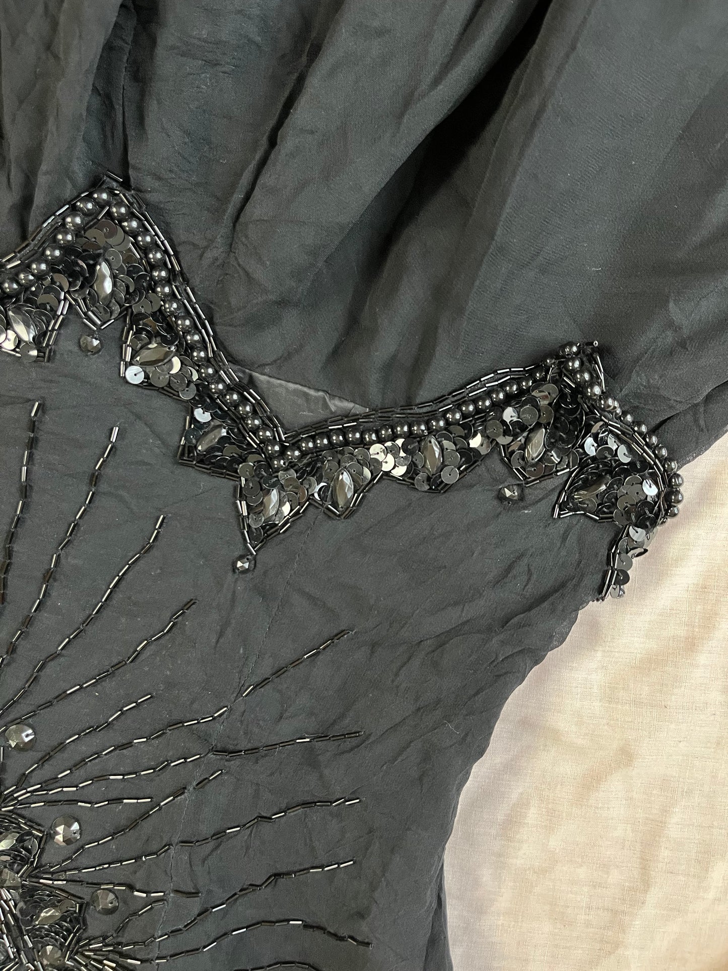Black Beaded Dress UK 12