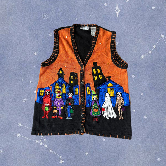 Halloween Town 1990s Halloween Sweater Vest M