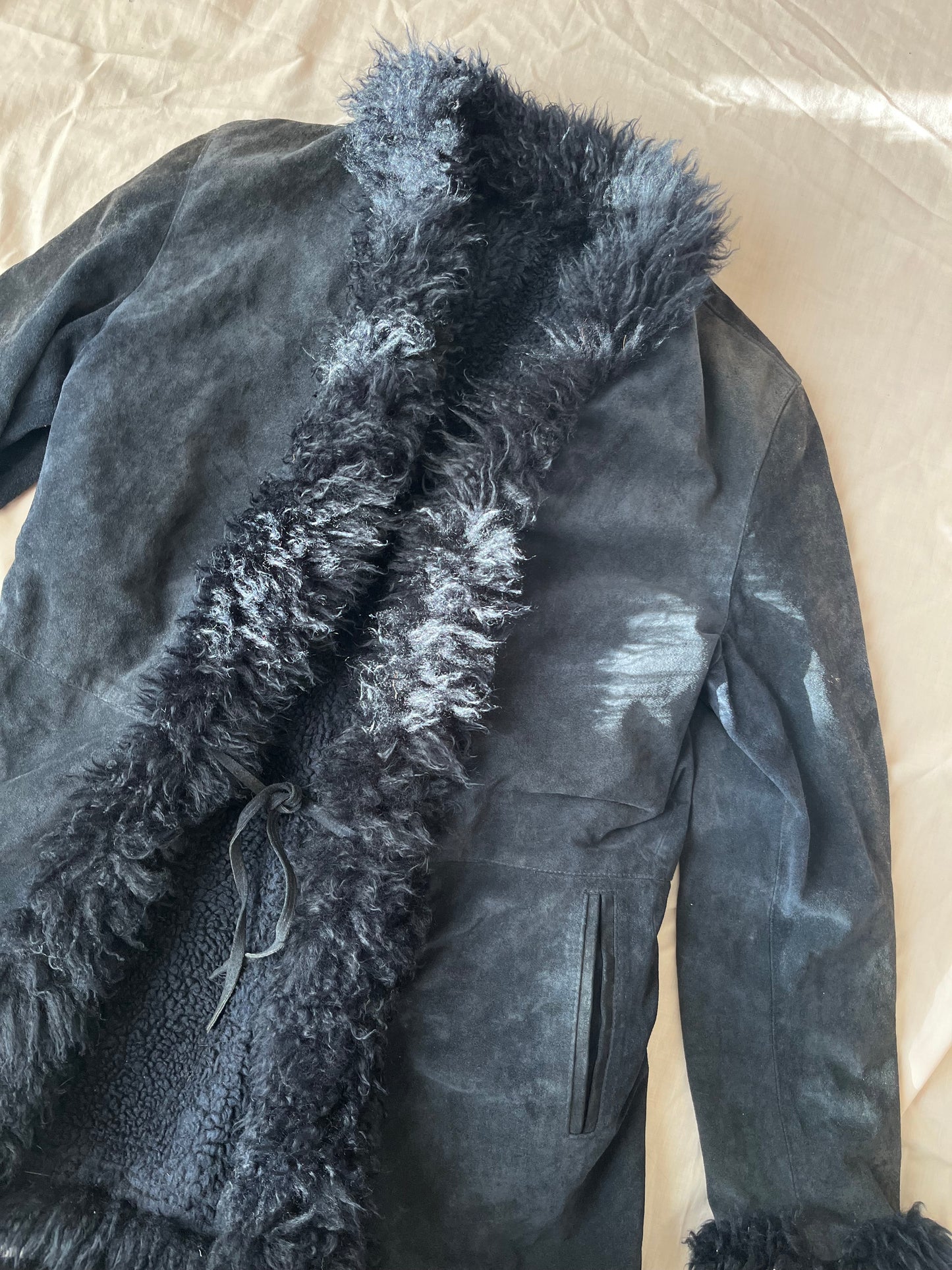 Black Suede Afghan Coat - Size M/L