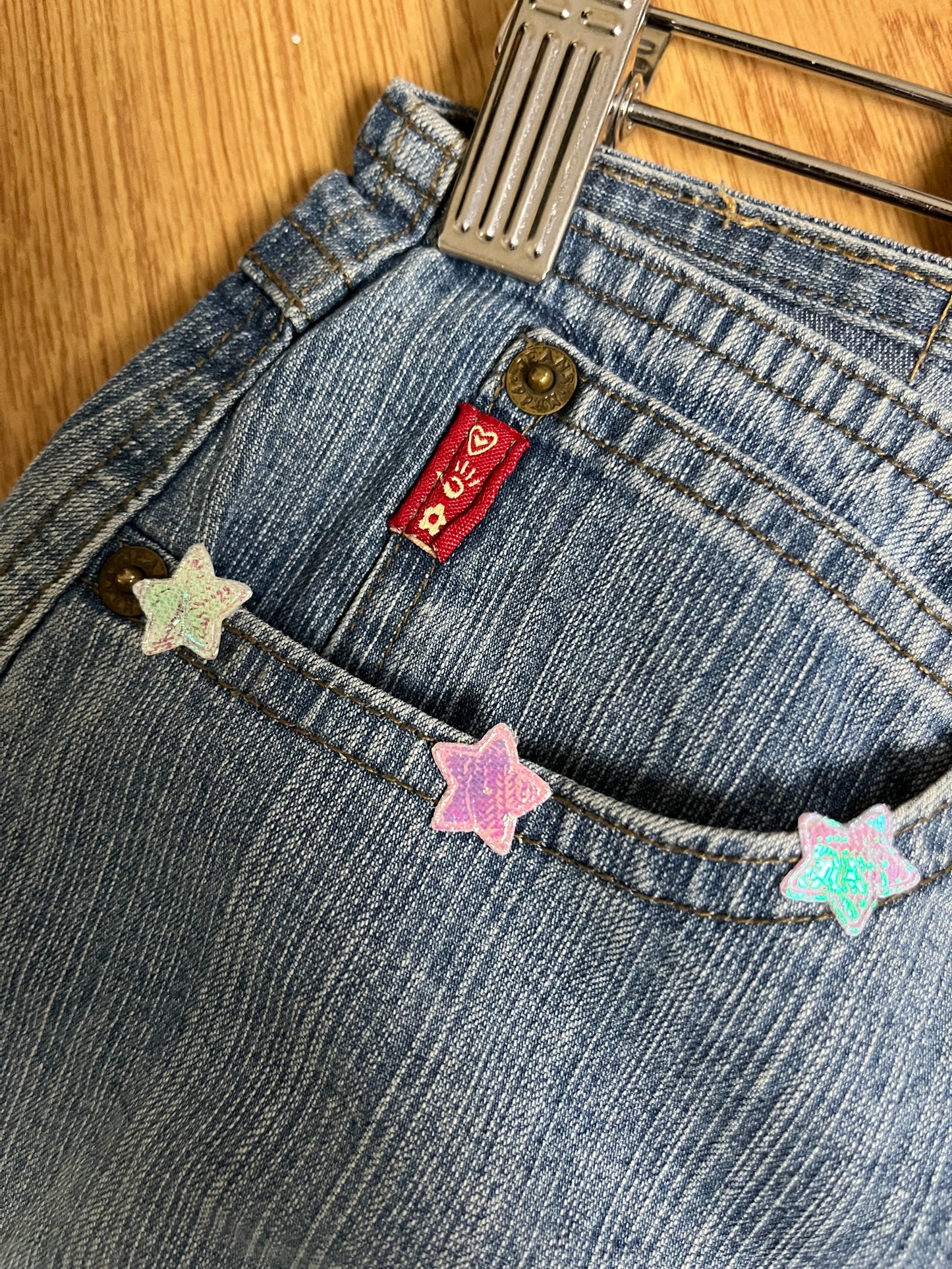 Stars Denim Mini Skirt UK 10-12