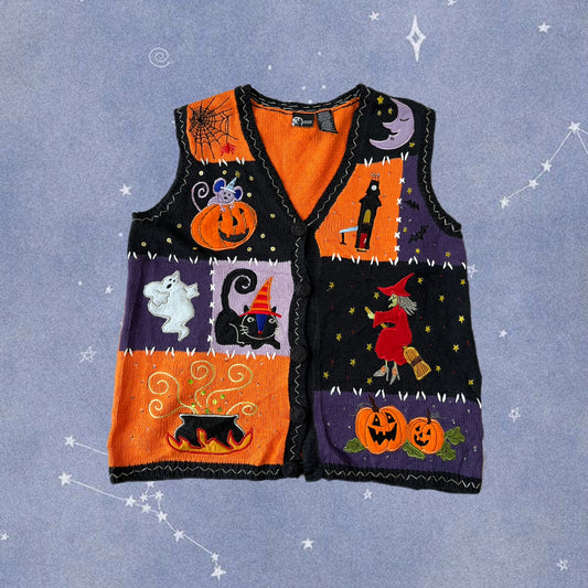 Tarot 1990s Halloween Sweater Vest M
