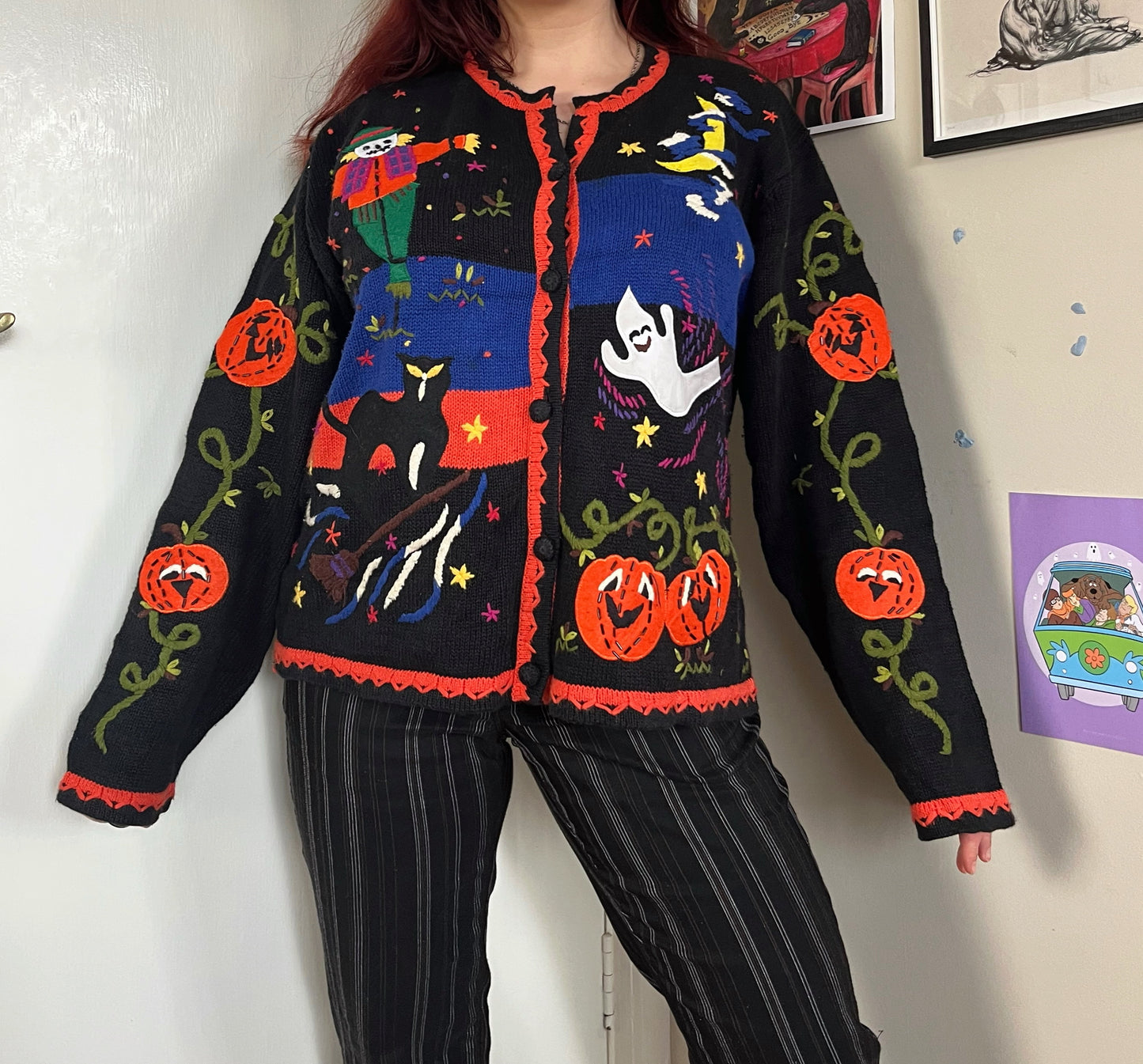 Halloween Hauntings 1990s Halloween Cardigan L/XL