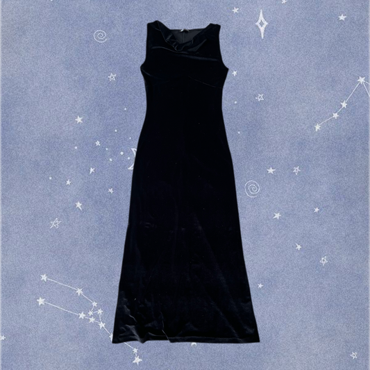 Black Velvet Maxi Dress UK 10-12