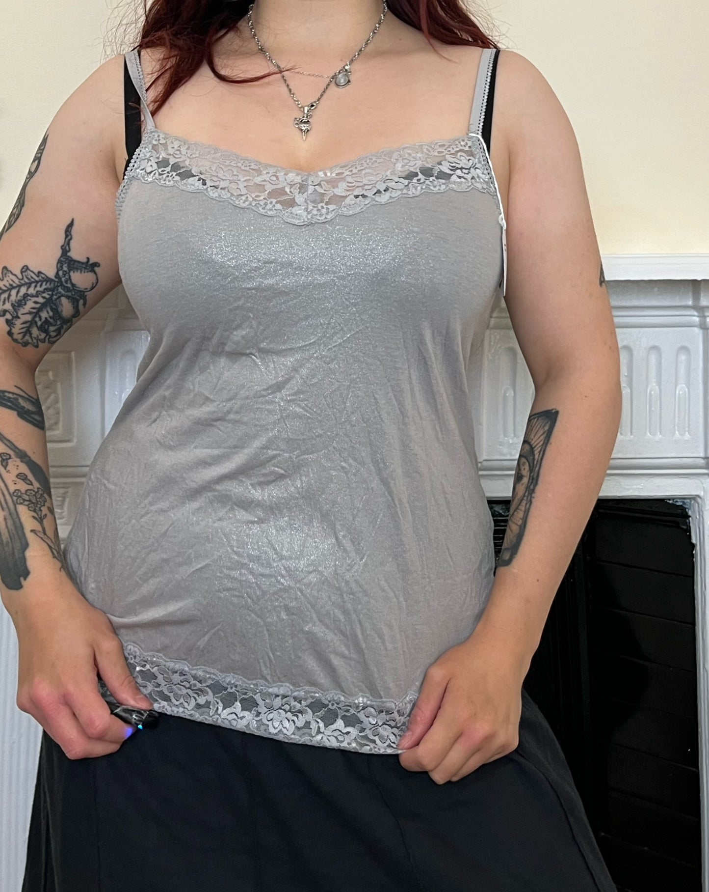 Silver Cami Top UK 10-12