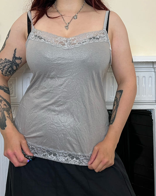 Silver Cami Top UK 10-12